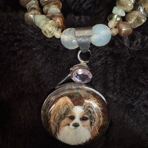 Handcrafted Dog Pendant Necklace with Beaded Chain